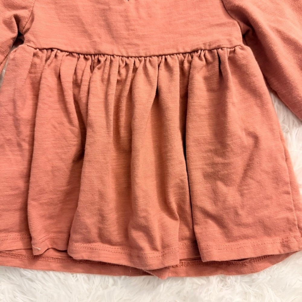 Tahari Baby Girl 18M Smocked Long Sleeve Top Terracotta Orange Ruffle Neck - Picture 8 of 9